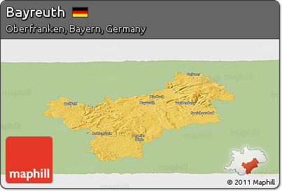 Savanna Style Panoramic Map of Bayreuth, single color outside