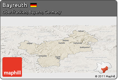 Shaded Relief Panoramic Map of Bayreuth, lighten