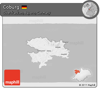 Gray 3D Map of Coburg, single color outside