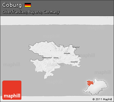 Gray 3D Map of Coburg, single color outside