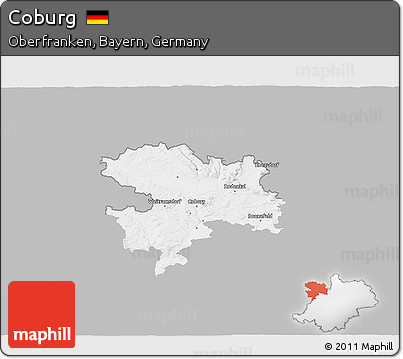 Gray 3D Map of Coburg, single color outside