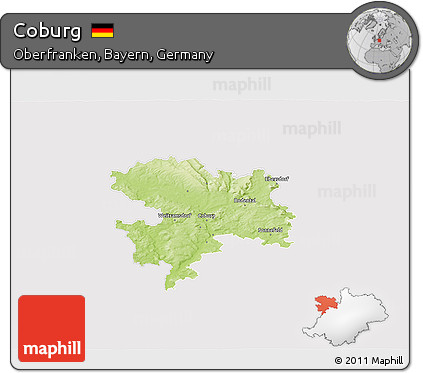 Physical 3D Map of Coburg, cropped outside