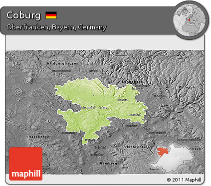 Physical 3D Map of Coburg, darken, desaturated