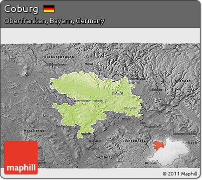 Physical 3D Map of Coburg, darken, desaturated