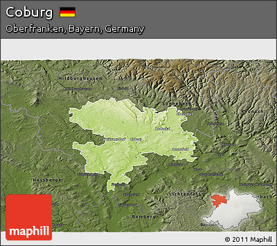 Physical 3D Map of Coburg, darken