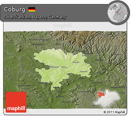 Physical 3D Map of Coburg, darken