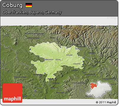Physical 3D Map of Coburg, darken