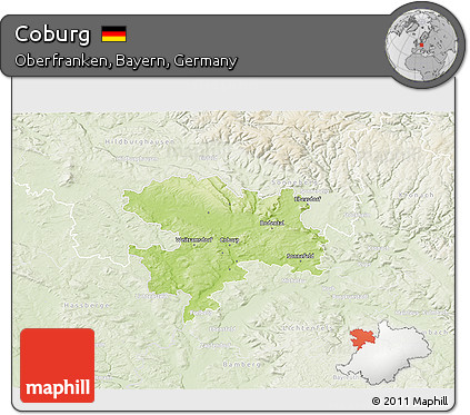 Physical 3D Map of Coburg, lighten