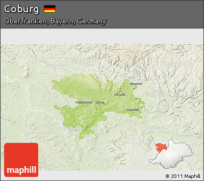 Physical 3D Map of Coburg, lighten