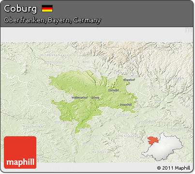Physical 3D Map of Coburg, lighten