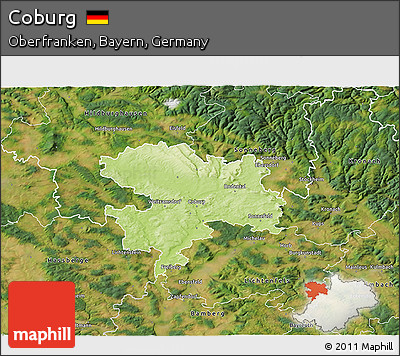 Physical 3D Map of Coburg, satellite outside