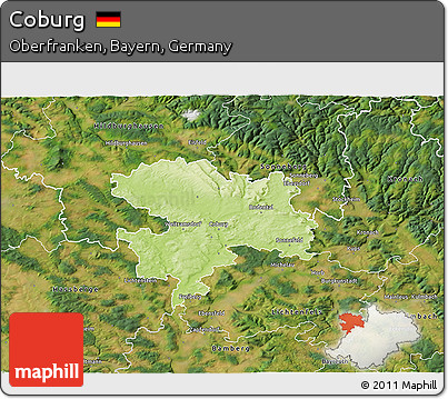 Physical 3D Map of Coburg, satellite outside