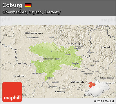 Physical 3D Map of Coburg, shaded relief outside