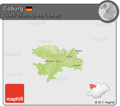 Physical 3D Map of Coburg, single color outside
