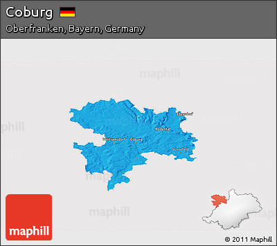 Political 3D Map of Coburg, cropped outside