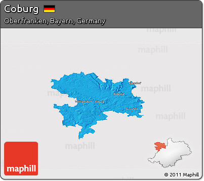 Political 3D Map of Coburg, cropped outside