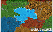 Political 3D Map of Coburg, darken