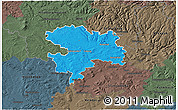 Political 3D Map of Coburg, darken, semi-desaturated