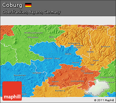 Political 3D Map of Coburg