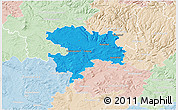 Political 3D Map of Coburg, lighten