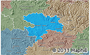 Political 3D Map of Coburg, semi-desaturated