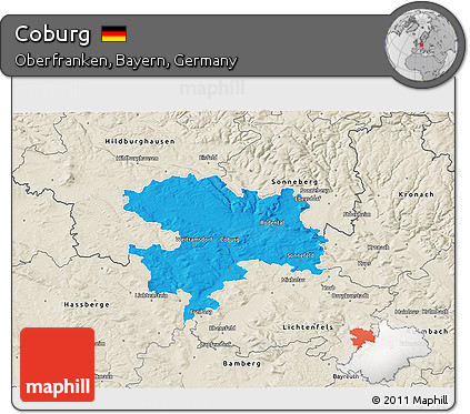 Political 3D Map of Coburg, shaded relief outside