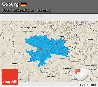 Political 3D Map of Coburg, shaded relief outside
