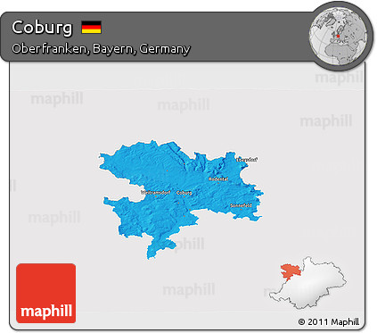 Political 3D Map of Coburg, single color outside