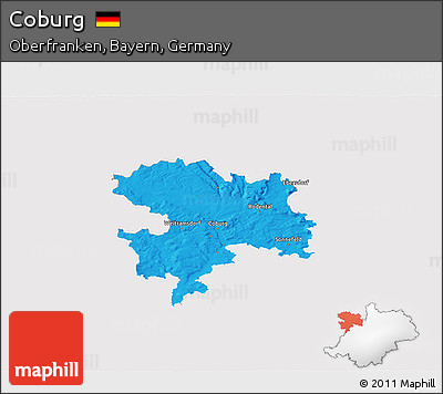 Political 3D Map of Coburg, single color outside
