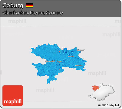 Political 3D Map of Coburg, single color outside