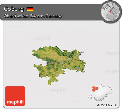 Satellite 3D Map of Coburg, cropped outside