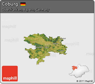 Satellite 3D Map of Coburg, cropped outside