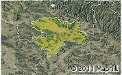 Satellite 3D Map of Coburg, semi-desaturated