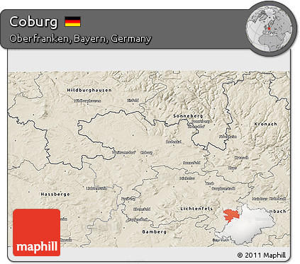 Shaded Relief 3D Map of Coburg