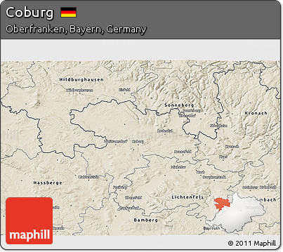 Shaded Relief 3D Map of Coburg