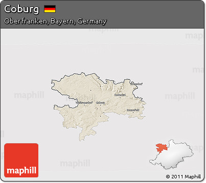 Shaded Relief 3D Map of Coburg, single color outside