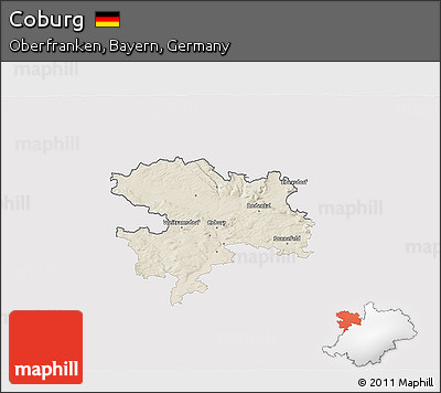Shaded Relief 3D Map of Coburg, single color outside
