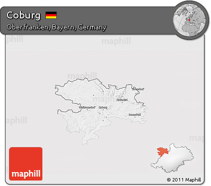 Silver Style 3D Map of Coburg, single color outside