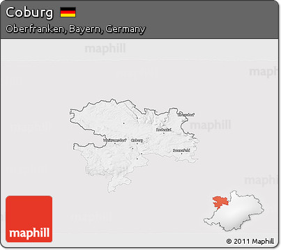 Silver Style 3D Map of Coburg, single color outside
