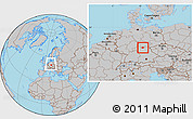 Gray Location Map of Coburg, within the entire country