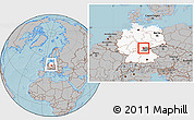 Gray Location Map of Coburg, highlighted country, highlighted parent region, within the entire country, hill shading