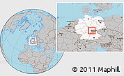 Gray Location Map of Coburg, highlighted country, highlighted parent region, within the entire country