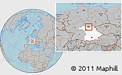Gray Location Map of Coburg, highlighted grandparent region, hill shading