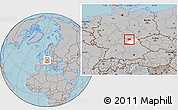 Gray Location Map of Coburg, highlighted parent region, hill shading