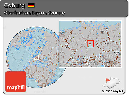 Gray Location Map of Coburg, hill shading