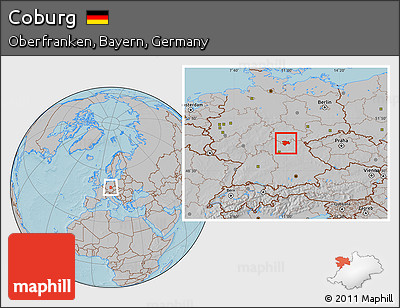 Gray Location Map of Coburg, hill shading