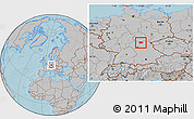 Gray Location Map of Coburg, hill shading