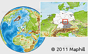 Physical Location Map of Coburg, highlighted country, highlighted grandparent region, within the entire country