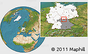 Satellite Location Map of Coburg, highlighted country, highlighted grandparent region