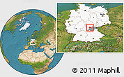 Satellite Location Map of Coburg, highlighted country, highlighted parent region